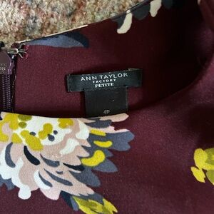Ann Taylor Factory Floral Petite Dress - Burgundy, Yellow & Blush